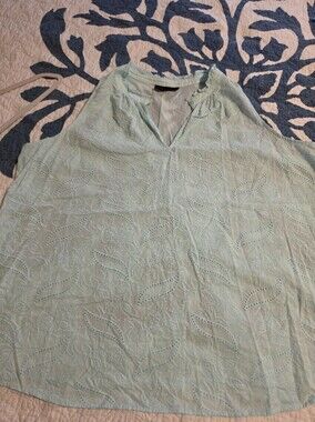 Lane Bryant Light Aqua Blue Eyelet Shell Top